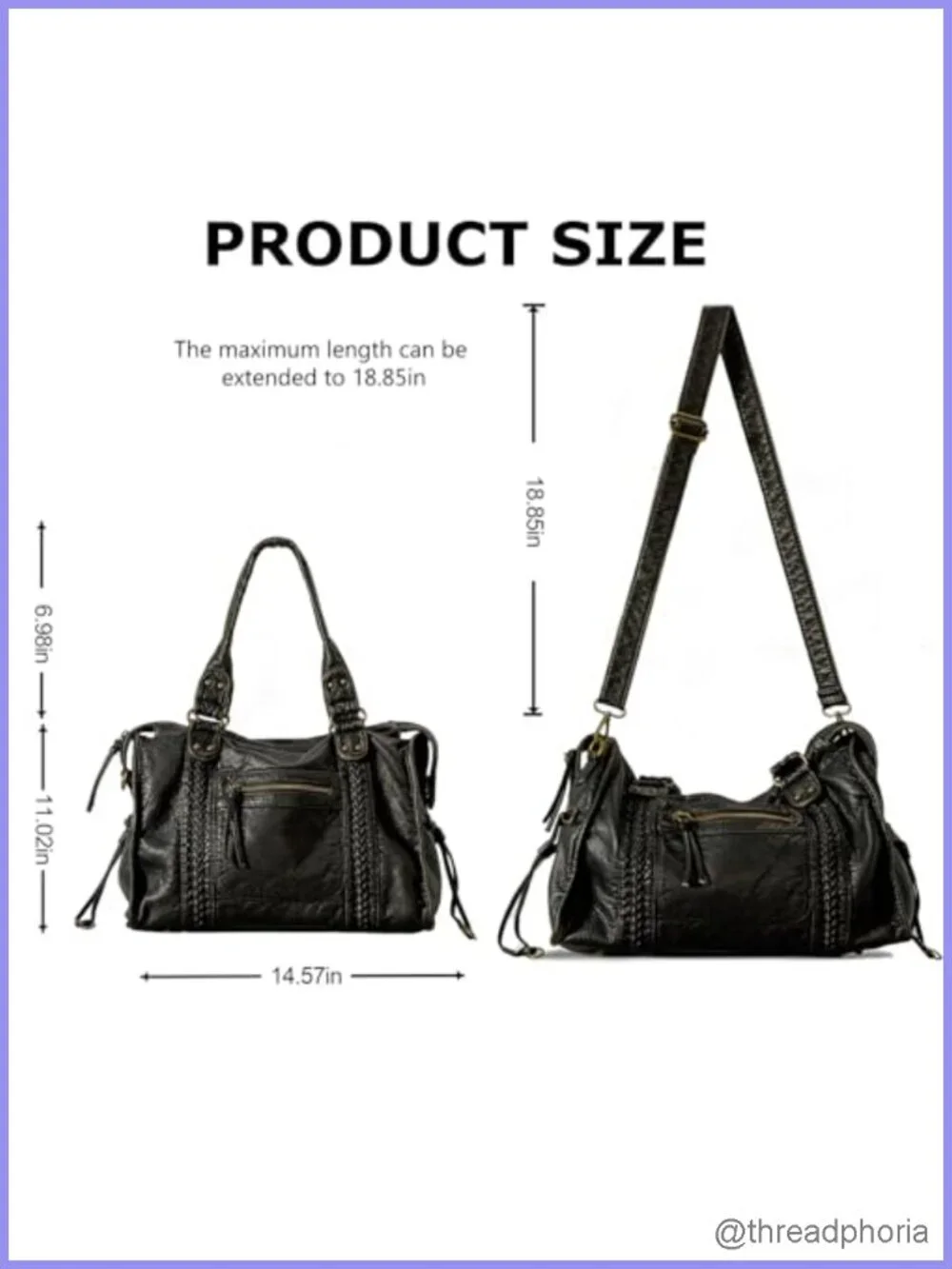 Vintage Y2K Washed Vegan Leather Slouchy Hobo Tote Bag Large